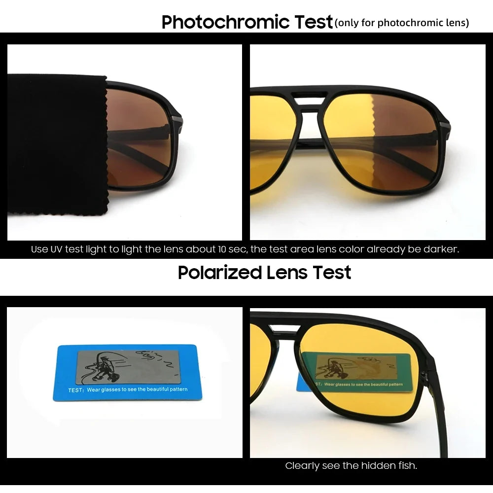 VIVIBEE Men Photochromic Night Vision Sunglasses Color Change Transition 2026 Yellow Big Sun Glasses Oversized Polarized Goggles