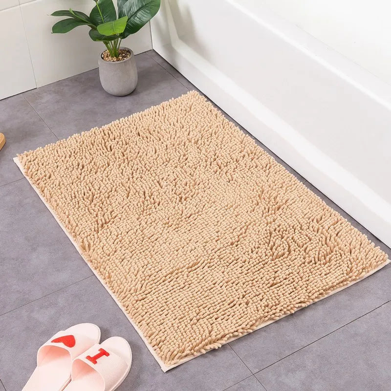 Nordic Style Soft Plush Chenille Non Slip Bathroom Bath Mat  Water Absorption Floor Door Mat Toilet Rug Home Decoration Carpet