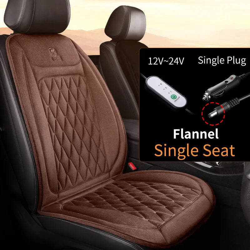 12-24V Heated Car Seat Cover – Fast Heating Flannel Seat Warmer Protector 25W