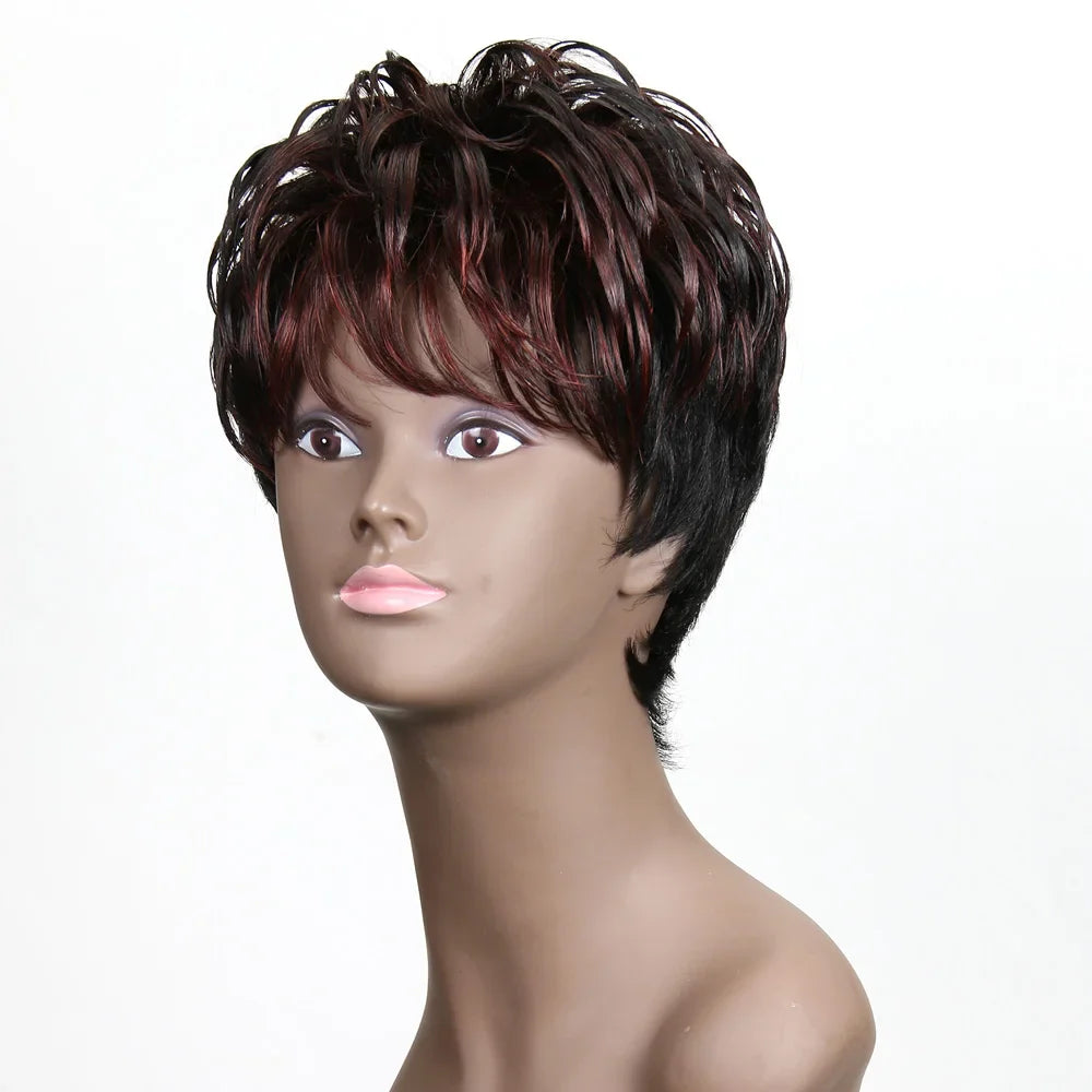 Pelucas elegantes de cabello humano corto, corte Pixie, para mujeres, pelucas de cabello brasileño Remy, pelucas cortas, pelucas cortas de onda natural para mujeres negras