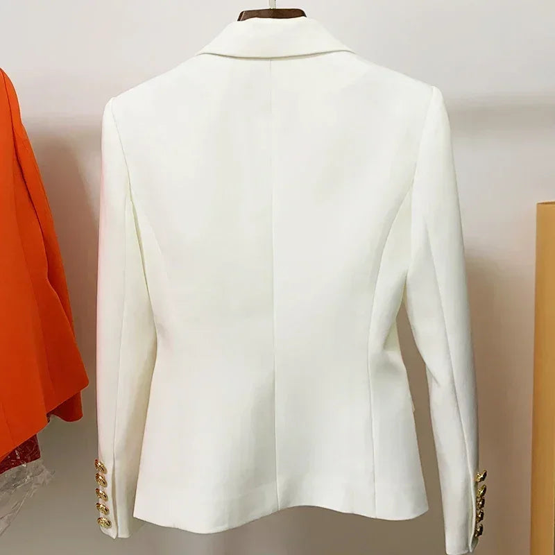 CHAQUETA DE ALTA CALIDAD Nuevo Modelo 2024 Chaqueta de diseñador para mujer Clásica cruzada con botones de león de metal Blazer Tallas S-5XL