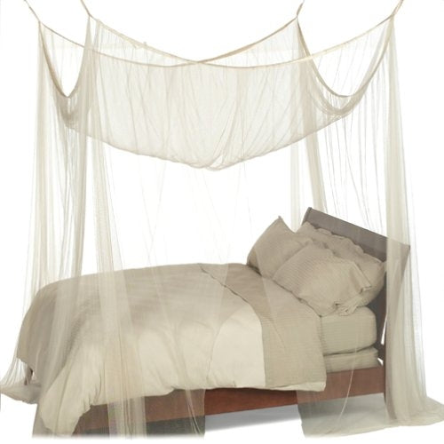 Dosel para cama de 4 postes de tela de malla en color crudo - Sirve para camas de todos los tamaños