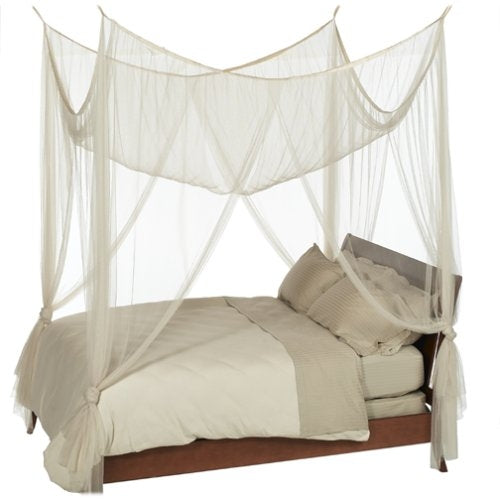 Dosel para cama de 4 postes de tela de malla en color crudo - Sirve para camas de todos los tamaños