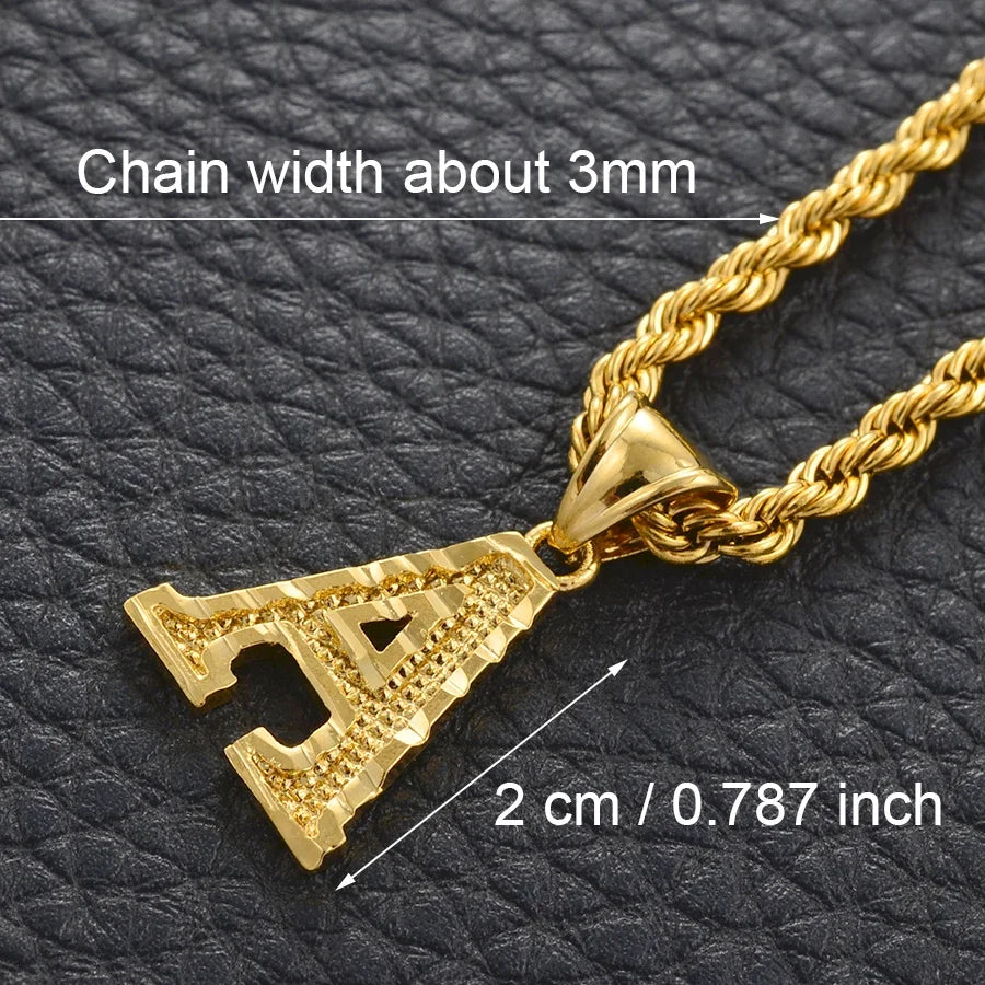 Anniyo A-Z Letters Necklaces Gold Plated Initial Pendant Rope Chain