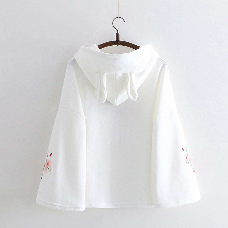 Sudadera con capucha bordada Sakura Bunny