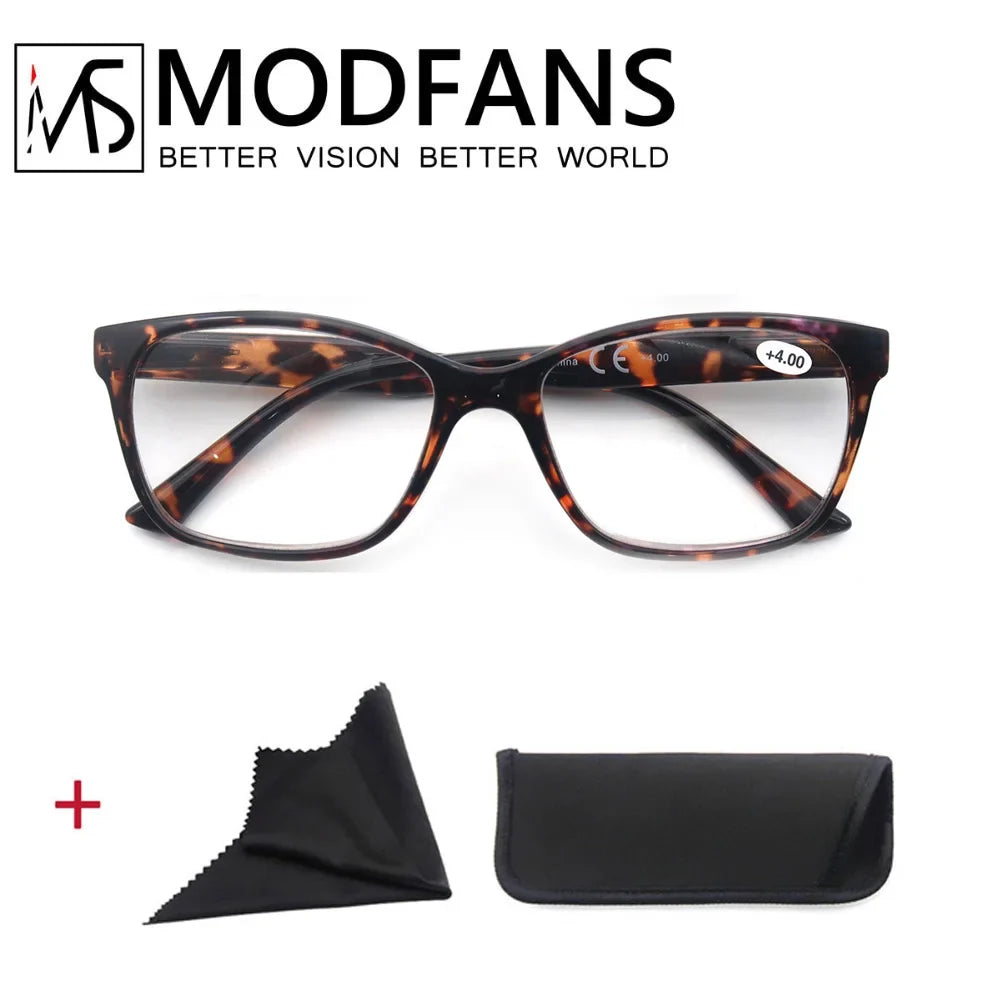 Oversized Reading Glasses Women Rectangle Leopard Frame Readers Presbyopic Eyeglasses Magnification Strength +1.0 to+4.0