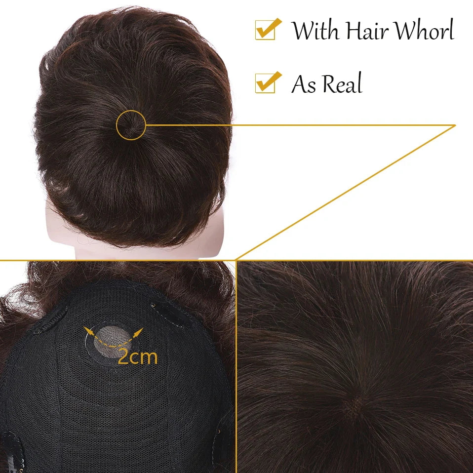 S-noilite 16x19cm 35g Bisopé para hombre Sistema de reemplazo de cabello humano Suplementos capilares Postizo 4 pulgadas Peluca para hombre Extensiones de cabello con clip