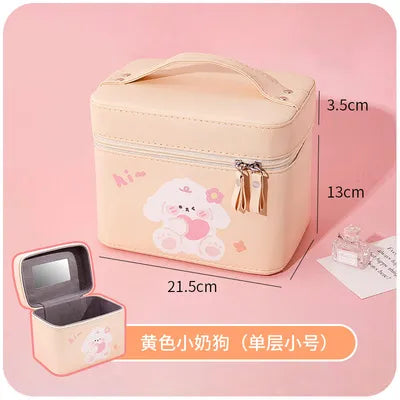 Bonito estuche organizador de belleza de piel sintética