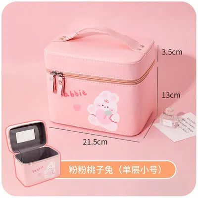 Bonito estuche organizador de belleza de piel sintética