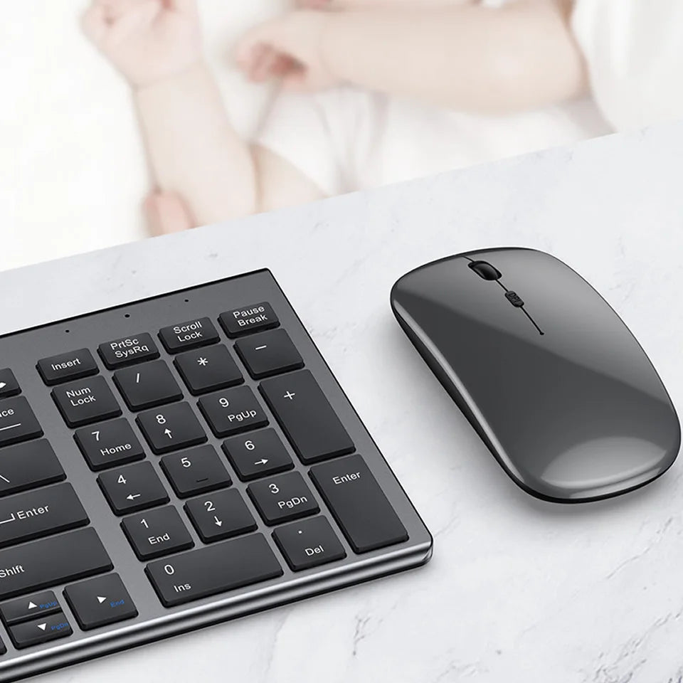 Bluetooth 5.0 2.4G Wireless Keyboard and Mouse Combo Mini Multimedia Keyboard Mouse Set for Laptop PC TV iPad Macbook Android