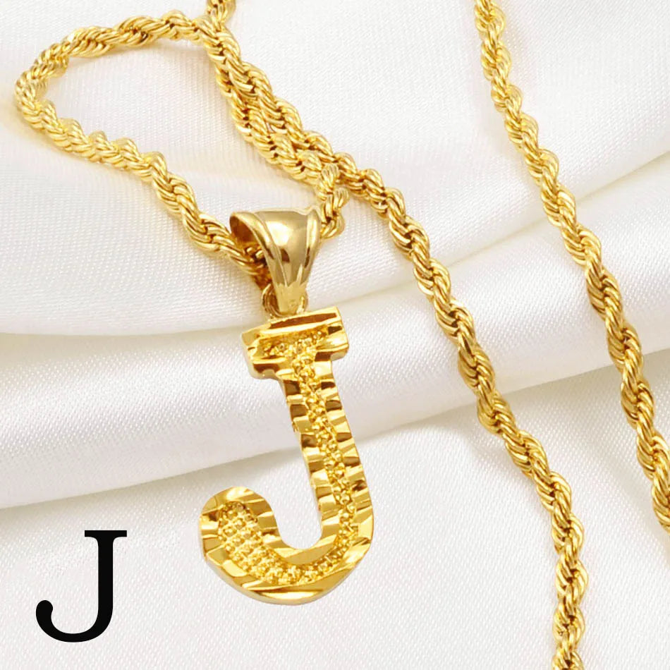 Anniyo A-Z Letters Necklaces Gold Plated Initial Pendant Rope Chain