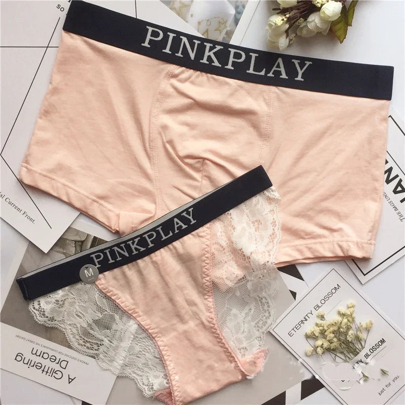 New Style Men's  Women Underwear Sexy Lace Panties Women Low Waist Pure Color Briefs Male Comfort Boxers Fashion Lovers Panties