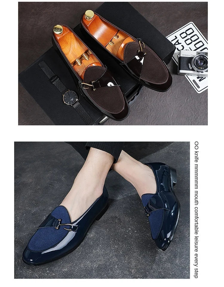 Patent Leather Loafers Men Dress Shoes Leather Italian Oxford Shoes for Men Wedding Dress Formal Slip on Shoes Men Office 2026