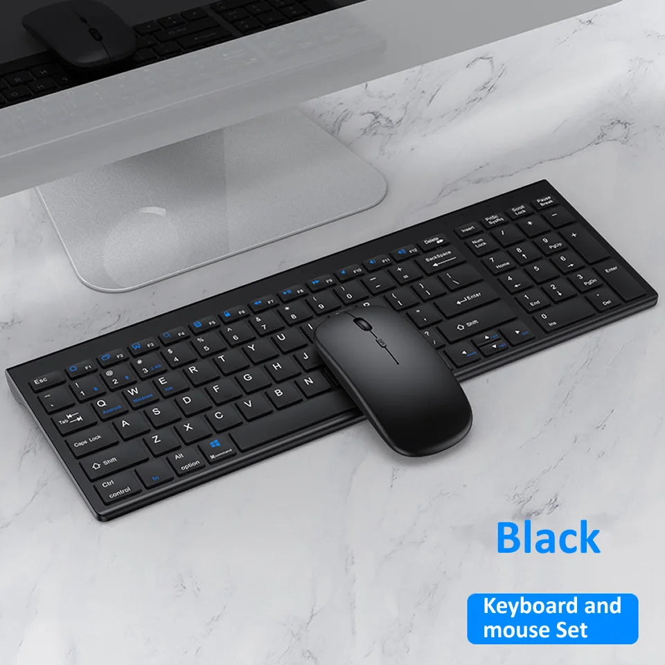 Bluetooth 5.0 2.4G Wireless Keyboard and Mouse Combo Mini Multimedia Keyboard Mouse Set for Laptop PC TV iPad Macbook Android