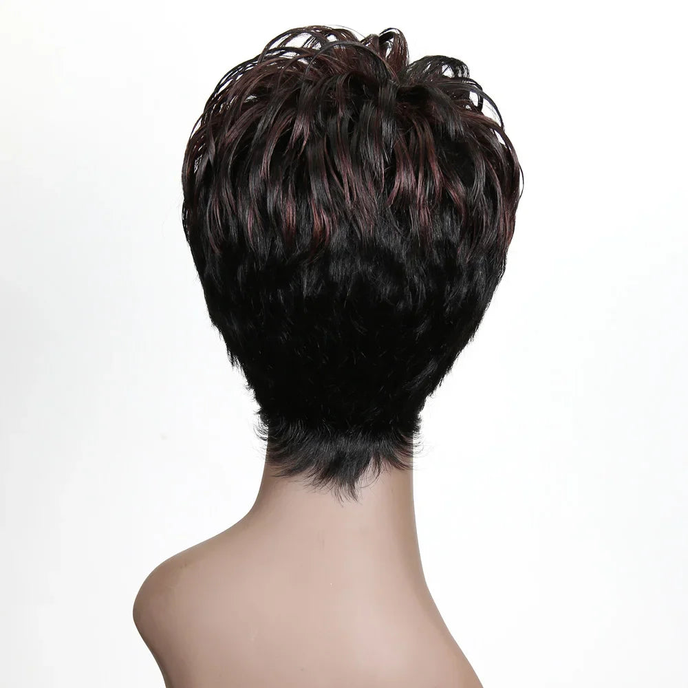 Pelucas elegantes de cabello humano corto, corte Pixie, para mujeres, pelucas de cabello brasileño Remy, pelucas cortas, pelucas cortas de onda natural para mujeres negras
