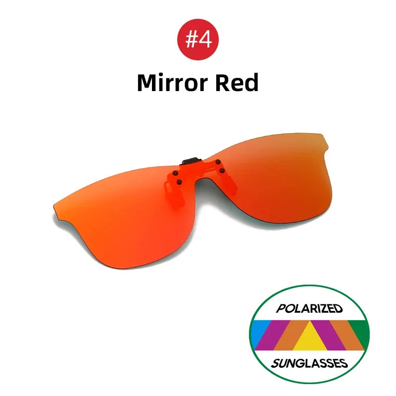 VIVIBEE Square Mirror Men's Clip on Polarized Night Driving Glasses Yellow UV400 Women Sunglasses Fishing Clips