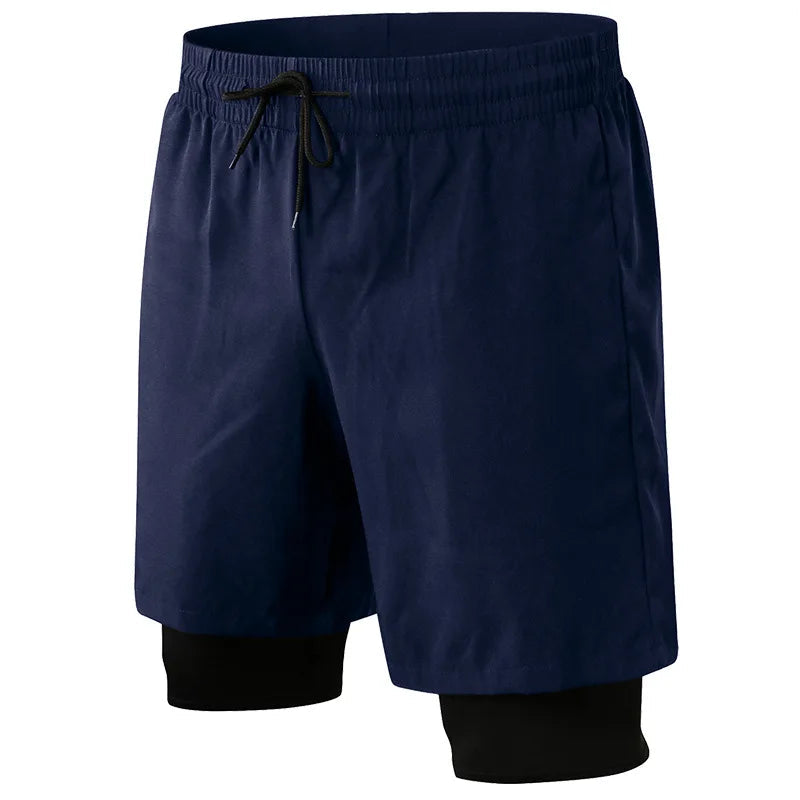 Pantalones cortos deportivos negros elásticos en 4 direcciones para hombre con bolsillo
