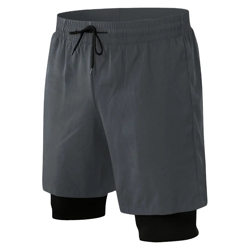 Pantalones cortos deportivos negros elásticos en 4 direcciones para hombre con bolsillo