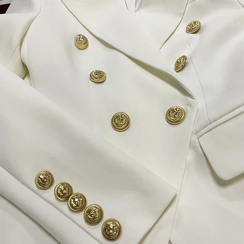 CHAQUETA DE ALTA CALIDAD Nuevo Modelo 2024 Chaqueta de diseñador para mujer Clásica cruzada con botones de león de metal Blazer Tallas S-5XL