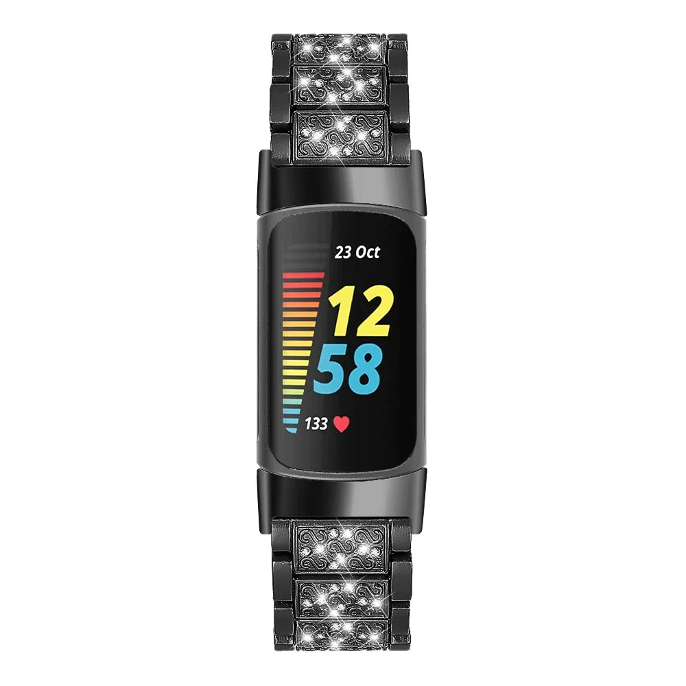 Fitbit Charge 6, 5, 4 & 3 Rhinestone Panel Bracelet Band