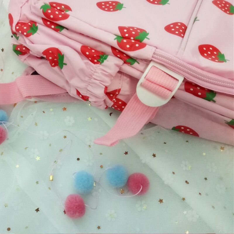 Mochila de lona Harajuku de fresas