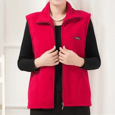 plus Size Women's Polar Fleece Vest Sleeveless Large Zipper Jacket Autumn Fashion Leisure Gilet for Women
