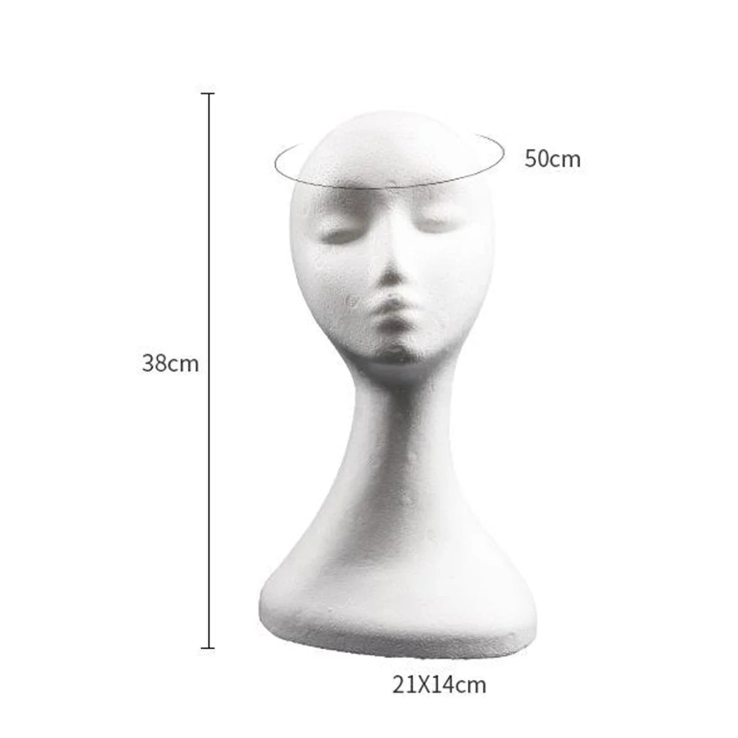 Maniquí de cabeza de espuma de poliestireno de 19.5 pulgadas para pelucas de mujer, para estilizar, modelar y exhibir pelucas, sombreros y postizos de mujer