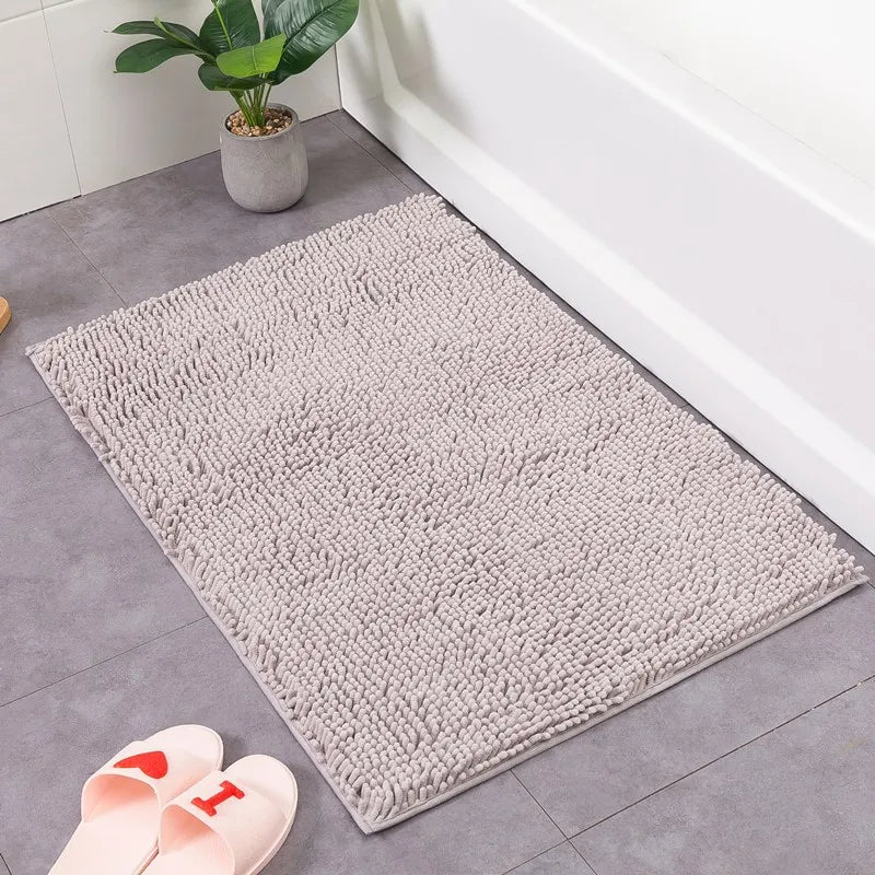 Nordic Style Soft Plush Chenille Non Slip Bathroom Bath Mat  Water Absorption Floor Door Mat Toilet Rug Home Decoration Carpet