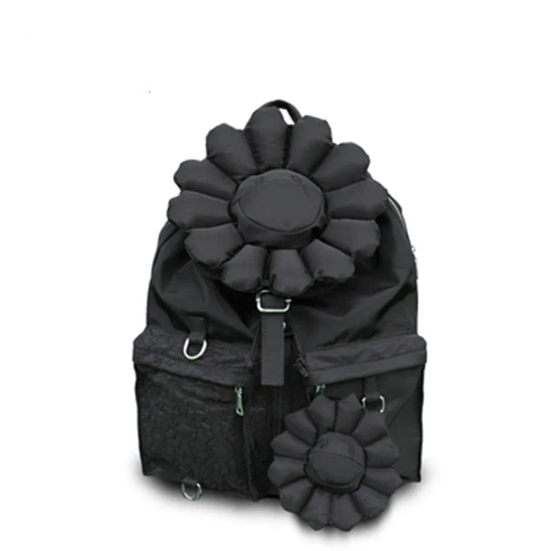 iPinee Oxford Backpack For Women Large Capacity Luxury Designer Schoolbag With Sun Flower High Quality Casual Travel Bag