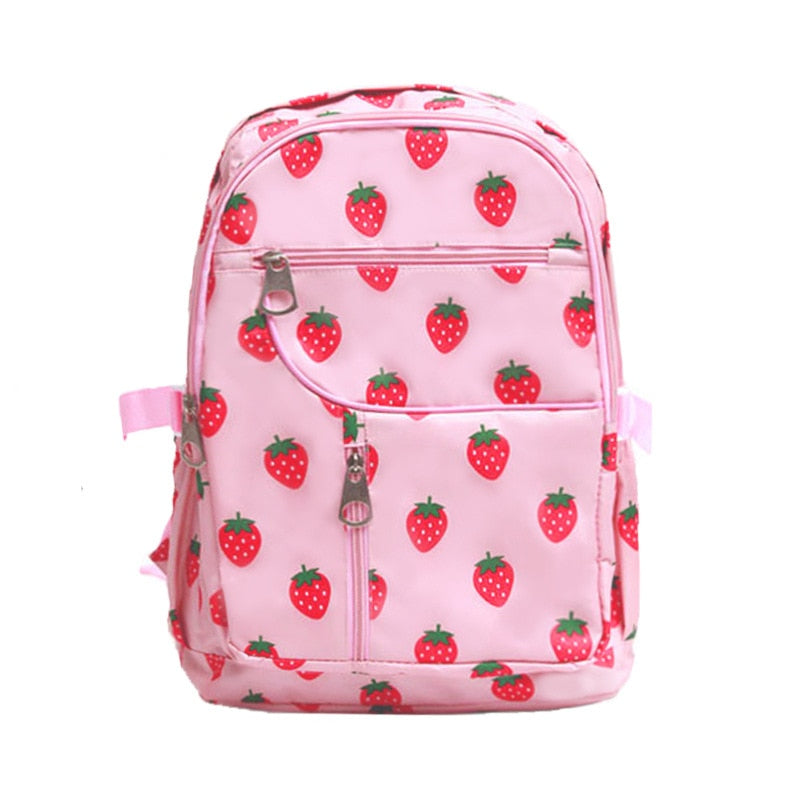 Mochila de lona Harajuku de fresas