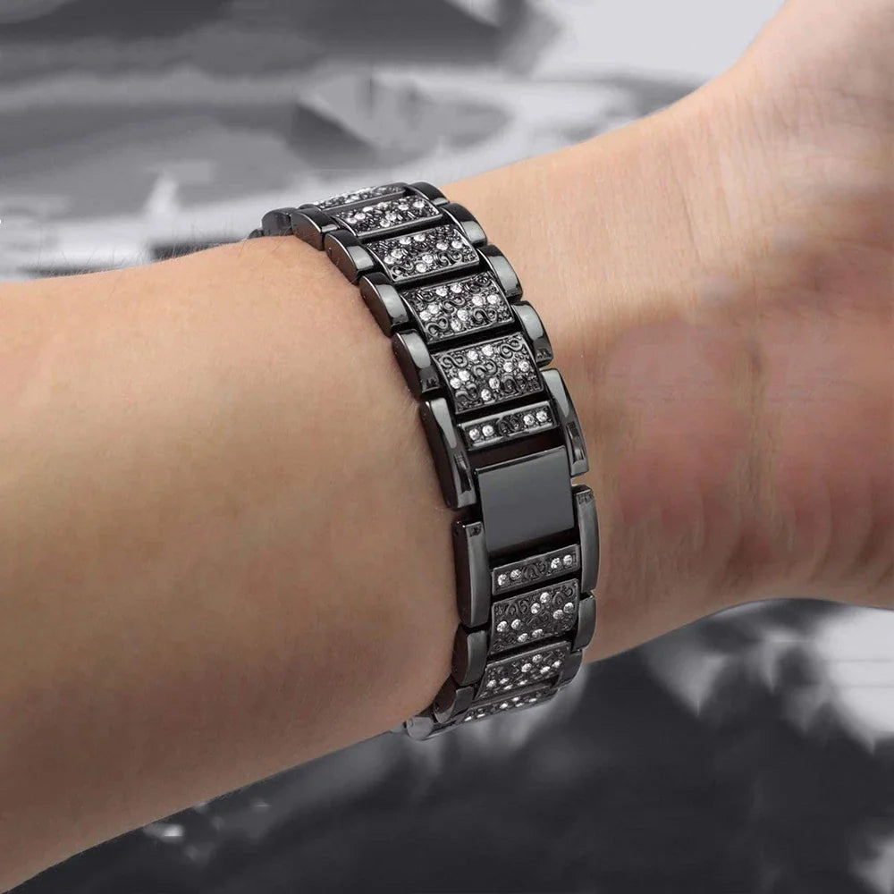 Fitbit Charge 6, 5, 4 & 3 Rhinestone Panel Bracelet Band