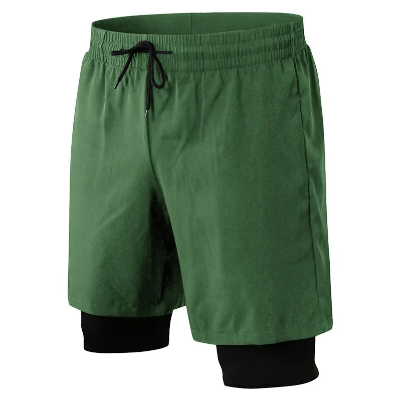 Pantalones cortos deportivos negros elásticos en 4 direcciones para hombre con bolsillo