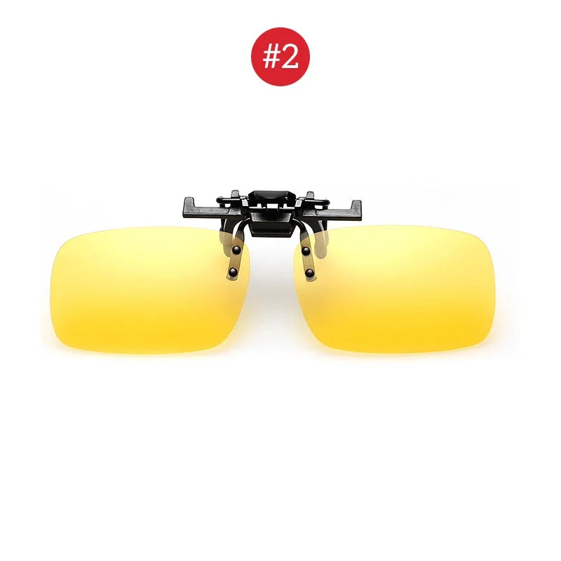 VIVIBEE Men Polarized Flip Up Clip on Sunglasses Black Driving UV400 Women Square S M L Goggles Night Vision Fishing Glasses