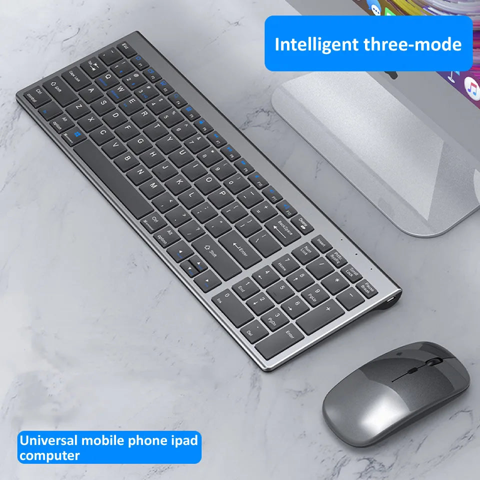Bluetooth 5.0 2.4G Wireless Keyboard and Mouse Combo Mini Multimedia Keyboard Mouse Set for Laptop PC TV iPad Macbook Android