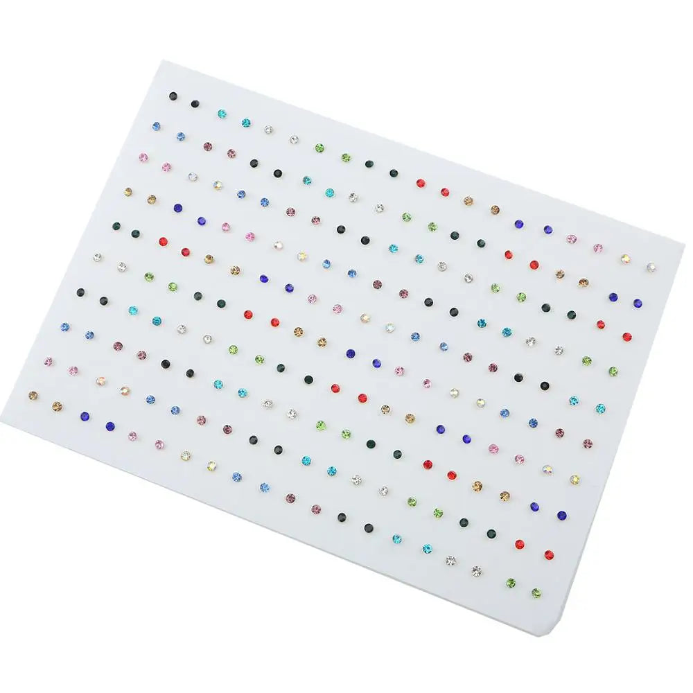 100pairs Acrylic Crystal Heart Star Moon Small Stud Earrings Set for