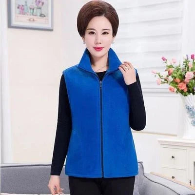 plus Size Women's Polar Fleece Vest Sleeveless Large Zipper Jacket Autumn Fashion Leisure Gilet for Women