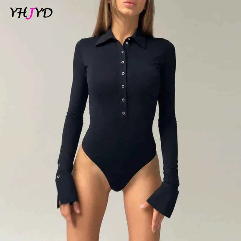 Body elegante de manga larga para mujer