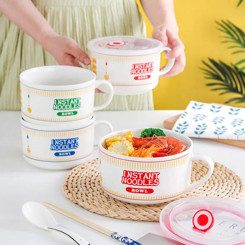 Bol de ramen de fideos instantáneos de cerámica