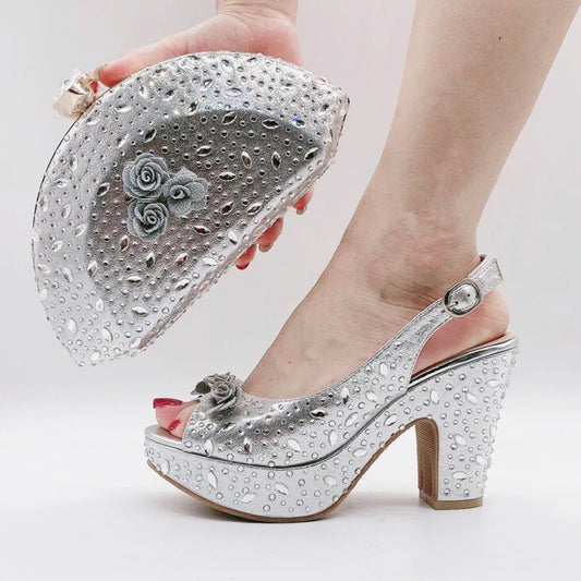 Conjunto de zapatos italianos con bolsos a juego HKV1-8