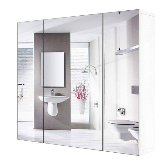 Botiquín moderno de 3 puertas con espejo para baño montado en la pared