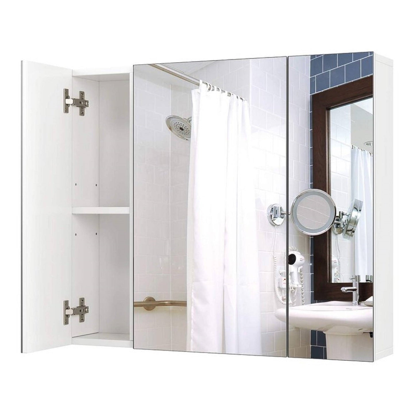 Botiquín moderno de 3 puertas con espejo para baño montado en la pared