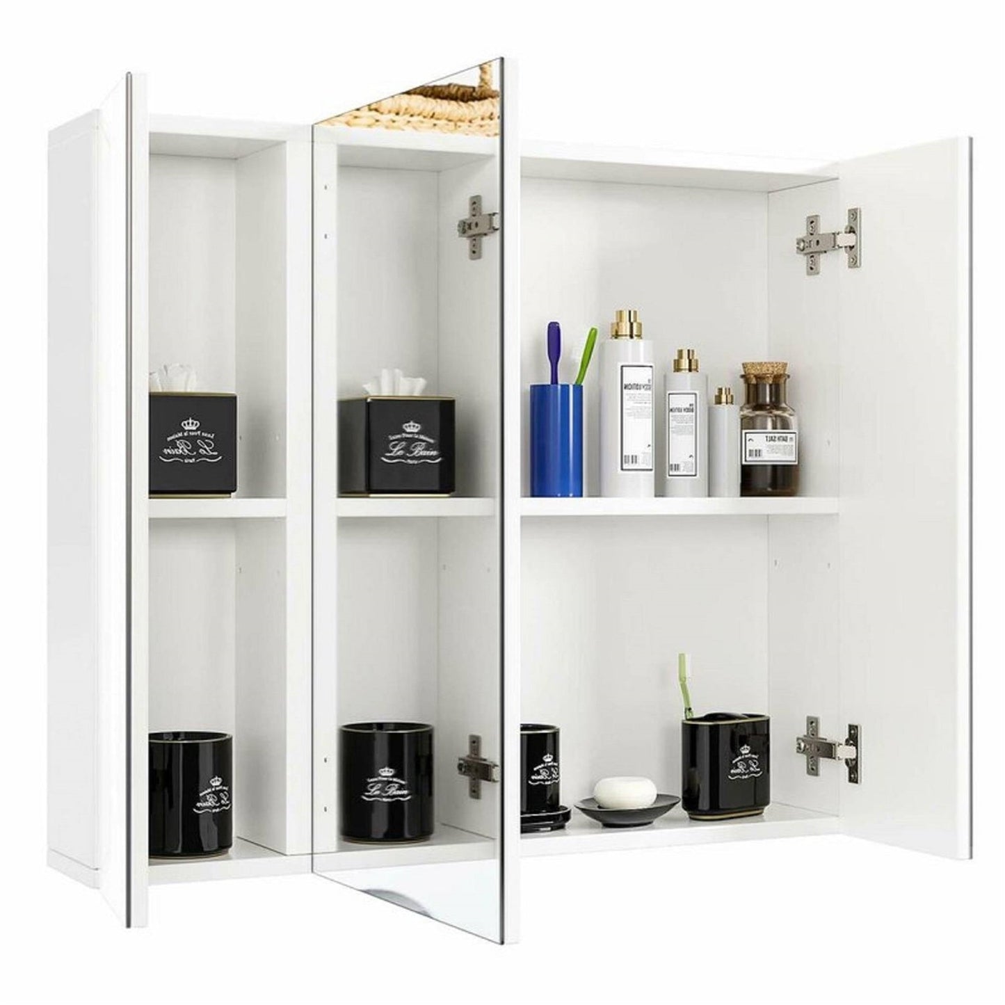 Botiquín moderno de 3 puertas con espejo para baño montado en la pared