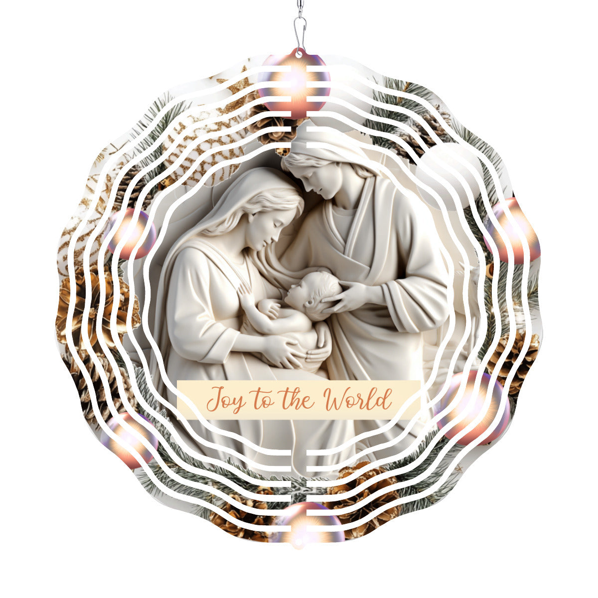 Christmas Joy to the World Metal Wind Spinner Outdoor Decor