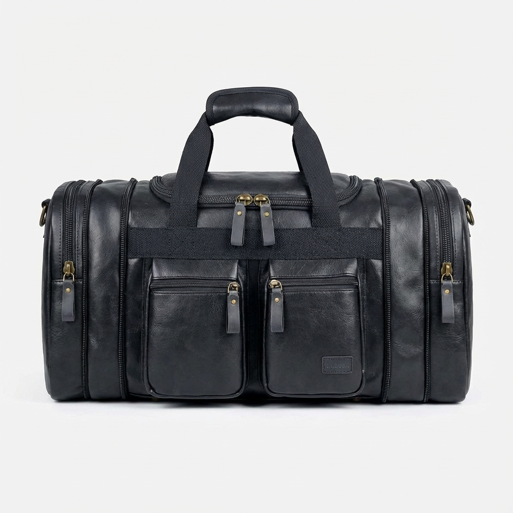 Elegante Bolso de Viaje de Cuero tipo Duffel Weekender – 40L Expandible de Cabina