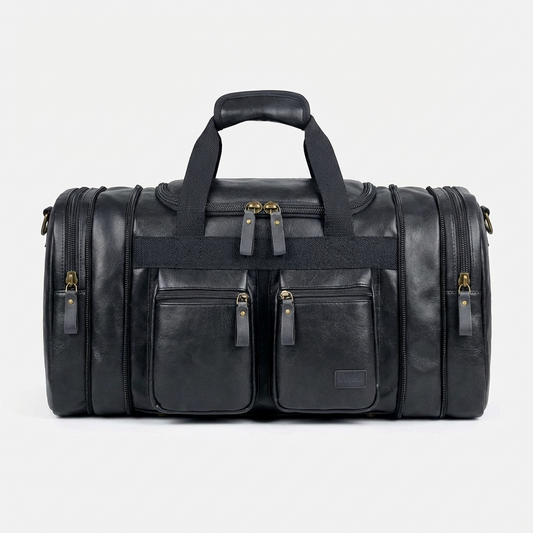 Elegante Bolso de Viaje de Cuero tipo Duffel Weekender – 40L Expandible de Cabina