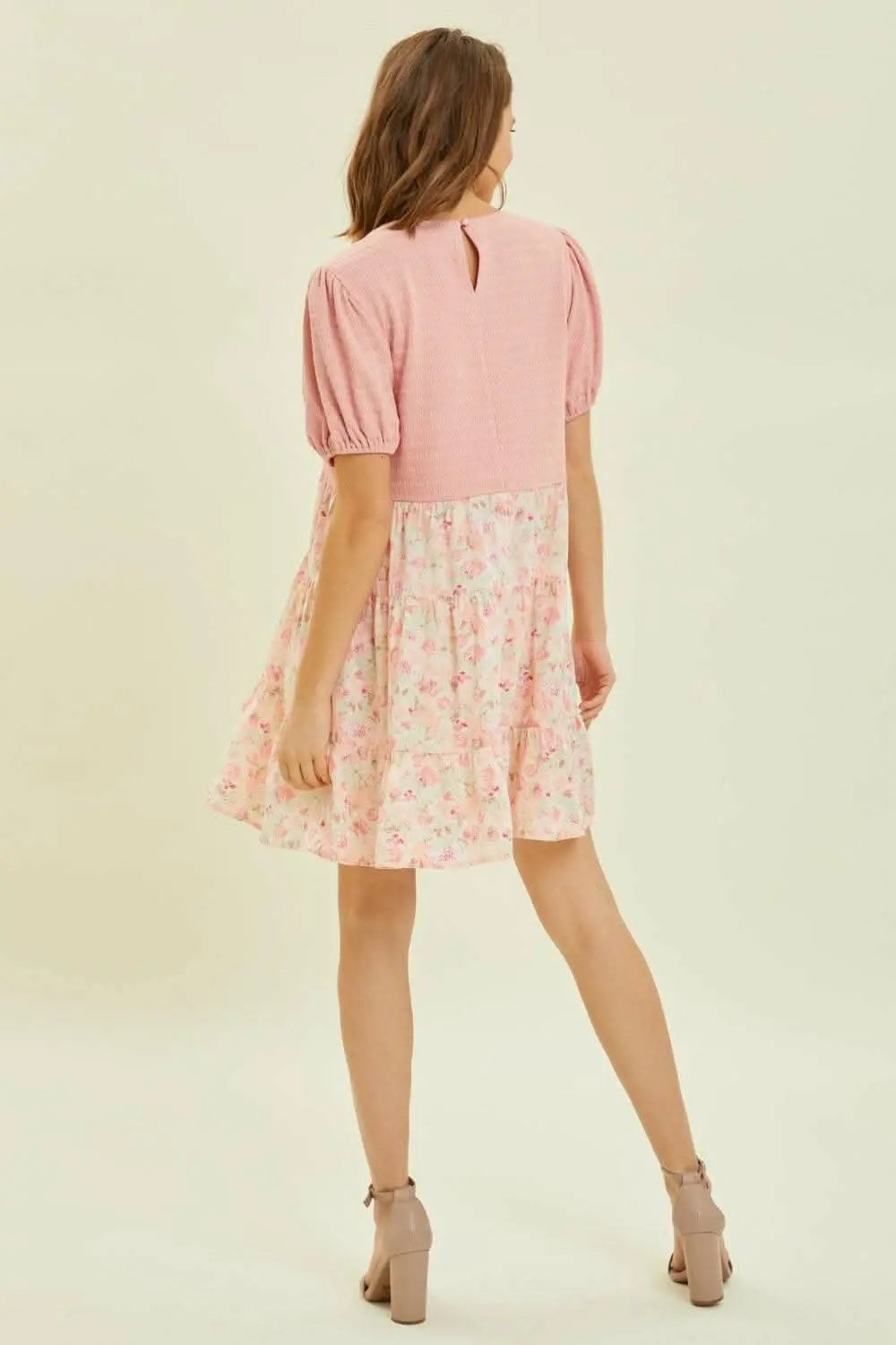 Dresses Trendsi HEYSON Full Size Round Neck Floral Ruffle Hem Mini