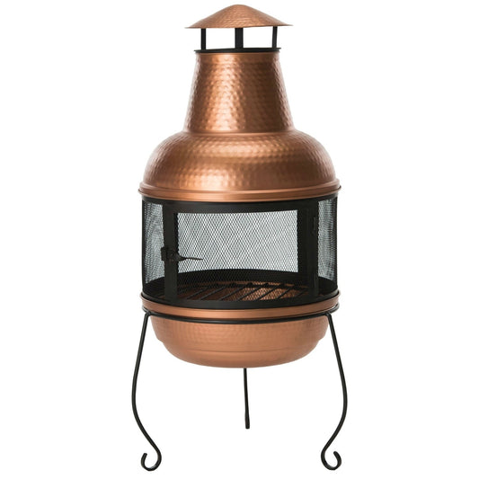 Chimenea/Fogón de Cobre Martillado y Hierro con Soporte
