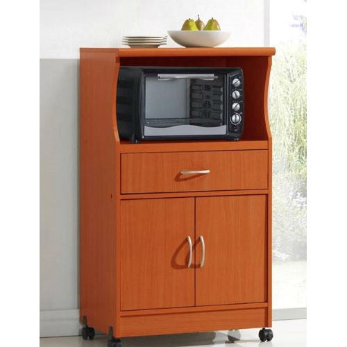 Carro de microondas para gabinetes de cocina con acabado de madera de caoba