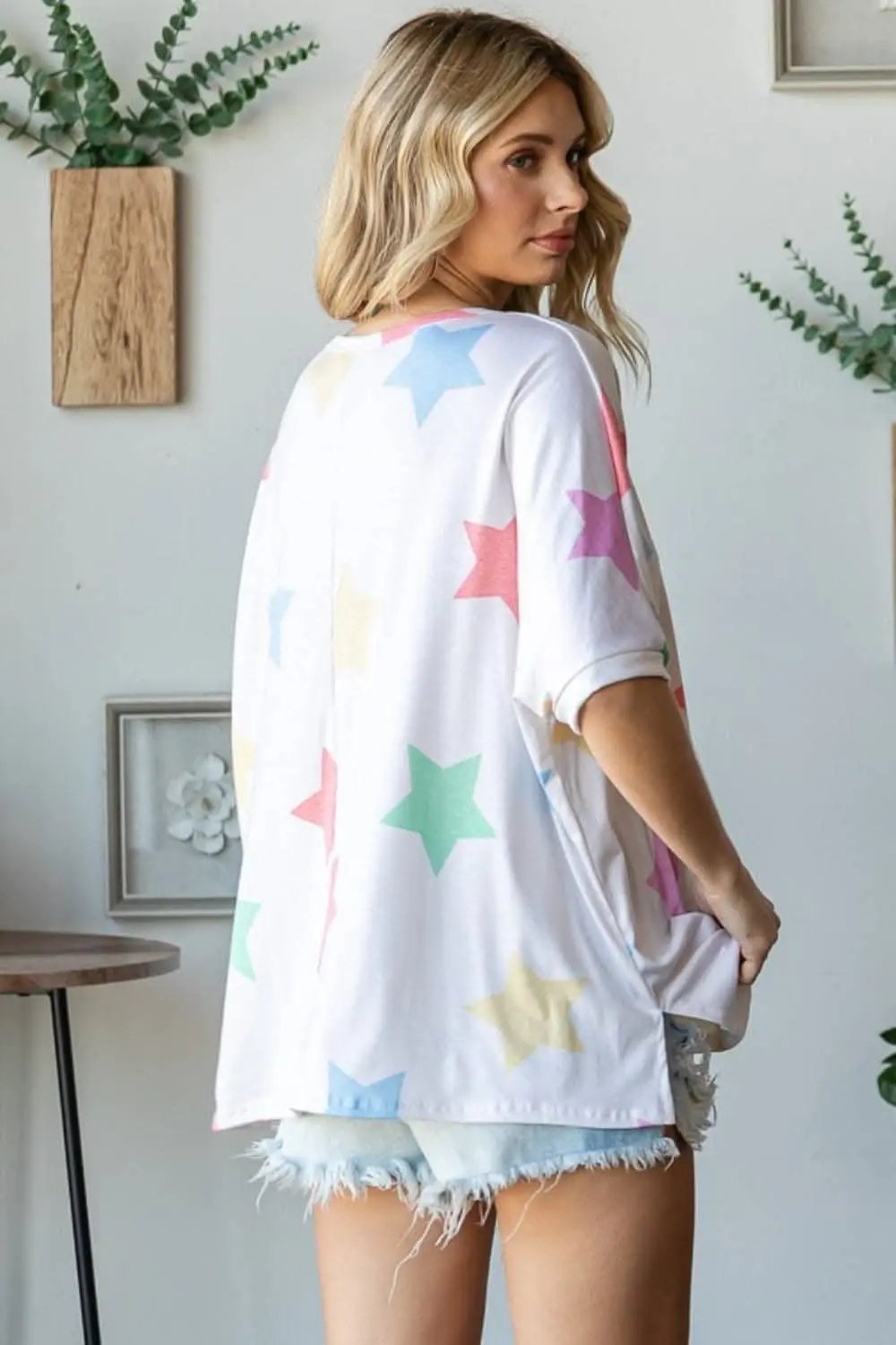 Women's T-Shirt Star Print Tee - Soft & Comfy - Women's Casual Short Sleeve