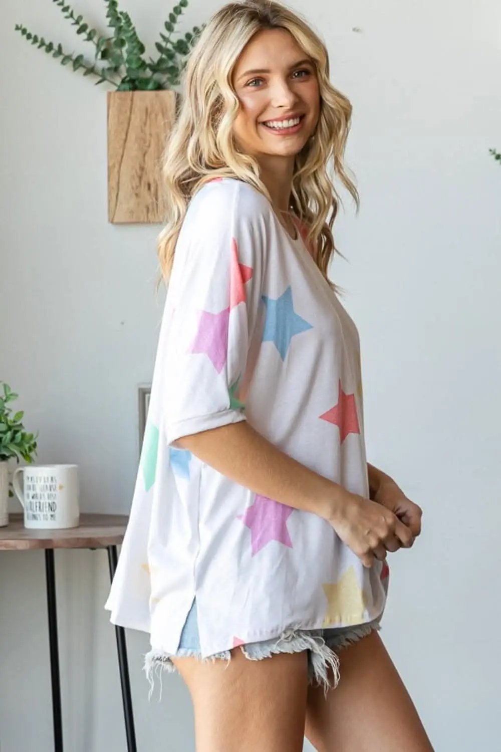 Women's T-Shirt Star Print Tee - Soft & Comfy - Women's Casual Short Sleeve